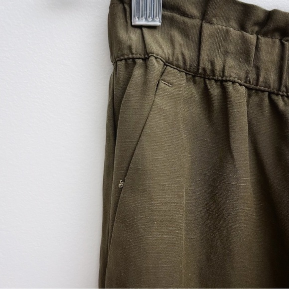 Talbots Green Linen Blend High Waisted Straight Leg Paper Bag Pants Size Small - Picture 3 of 10